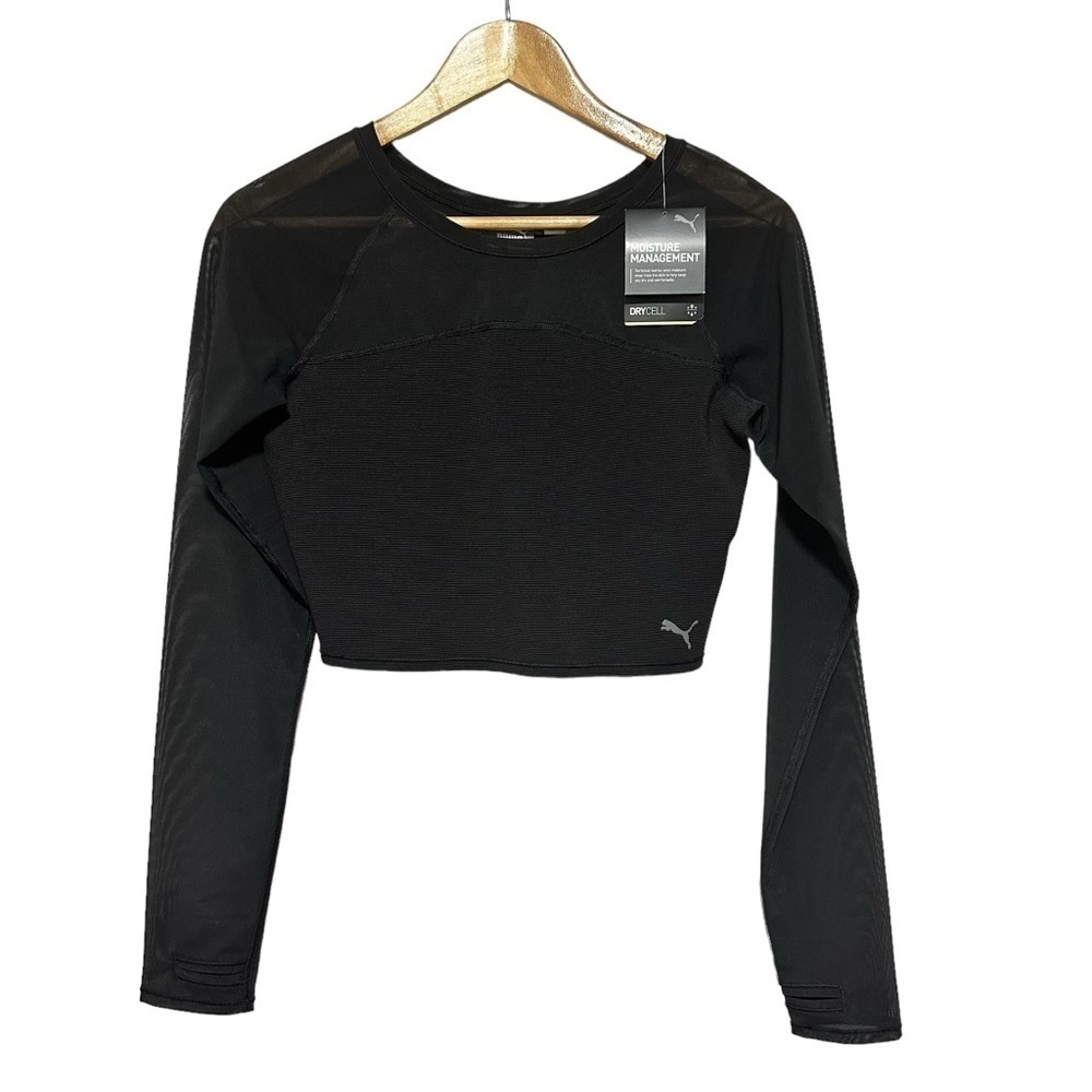 NWT Puma black sheer cropped top size M